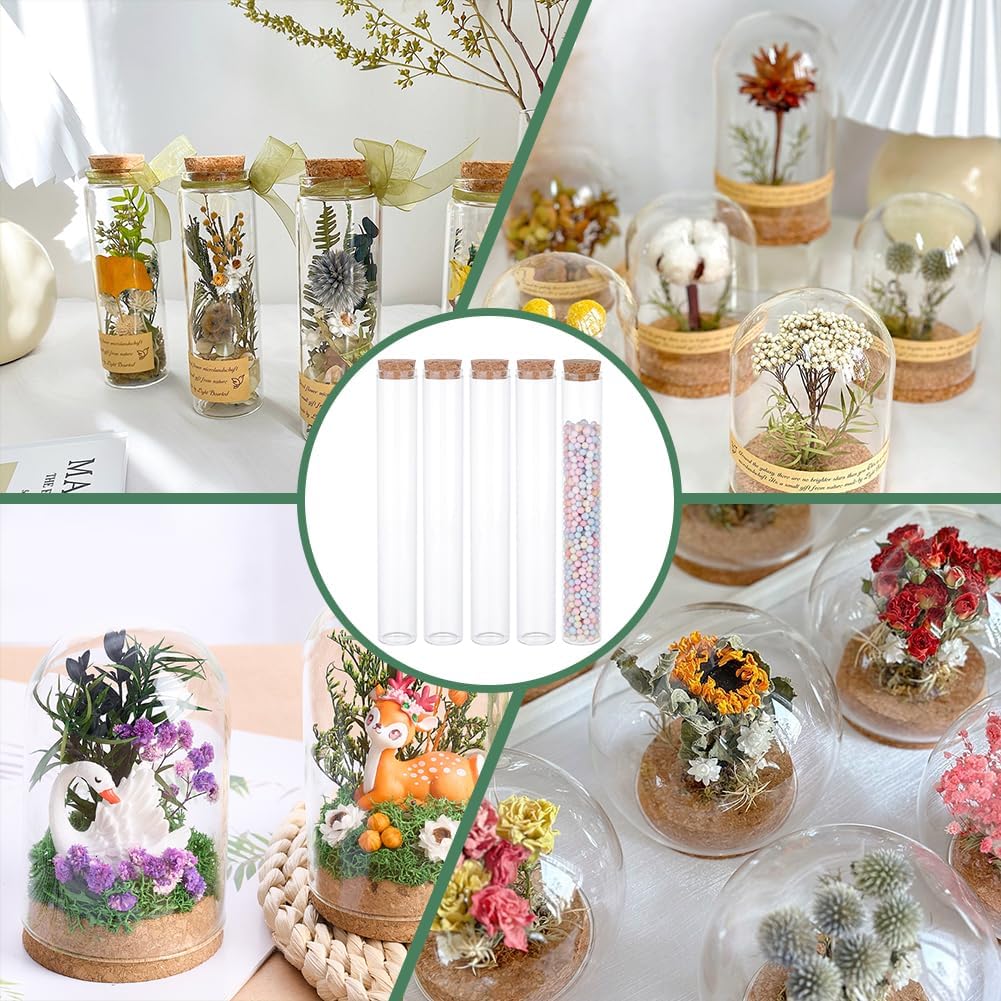10 Pack 110ml Glass Test Tubes with Cork Stoppers - Mini Clear Glass Bottles for Party Favors, Candy, Spices, Beads