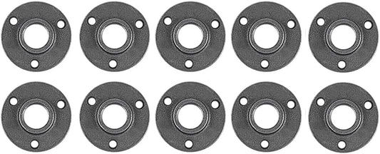 10 Pack 1/2" Malleable Cast Iron Pipe Flange for Threaded Black Pipes - Industrial Flanges for DIY Steampunk Projects