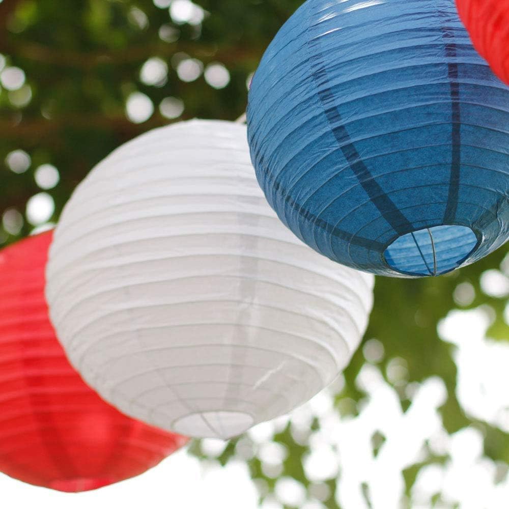 10 Pack 12" White Paper Lanterns - Chinese Round Hanging Decorations for Home, Parties, Weddings - Famolay Ball Lantern Lamps