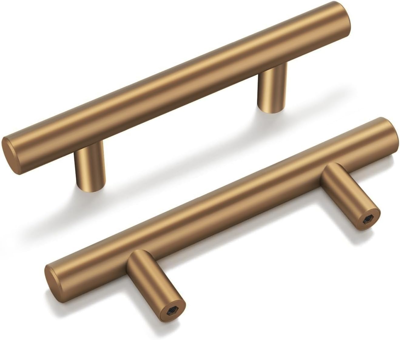 10 Pack 2-1/2 inch Champagne Bronze Cabinet Pulls - Gold Handles for Kitchen, Bathroom, Bedroom - Brushed Furniture Handles