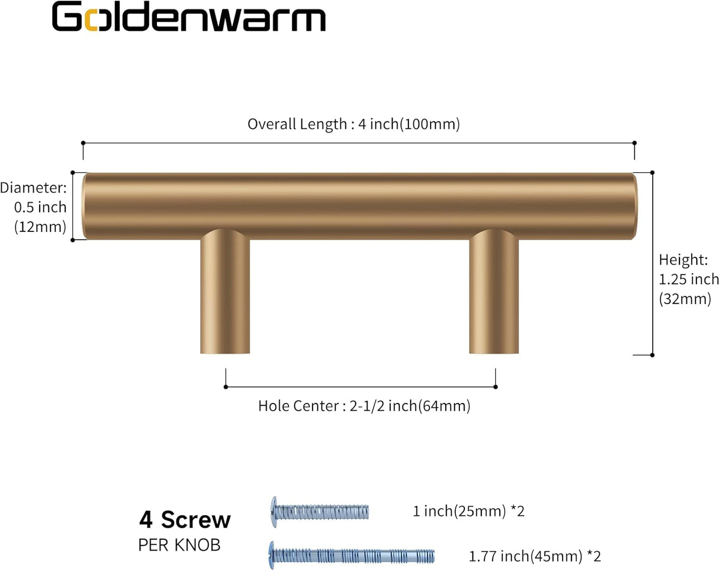 10 Pack 2-1/2 inch Champagne Bronze Cabinet Pulls - Gold Handles for Kitchen, Bathroom, Bedroom - Brushed Furniture Handles