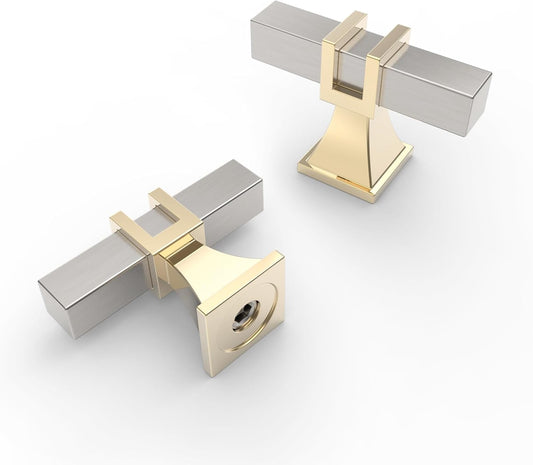 10 Pack 2 Inch Brushed Satin Nickel T Bar Kitchen Cabinet Knobs for Cabinets and Drawers