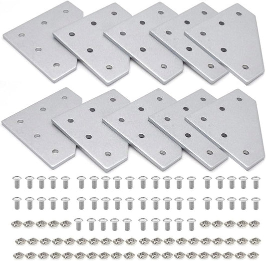 10 Pack 2020 L Corner Bracket Joining Plate for T Slot Aluminum Extrusion with Hardware Kit - WildKart
