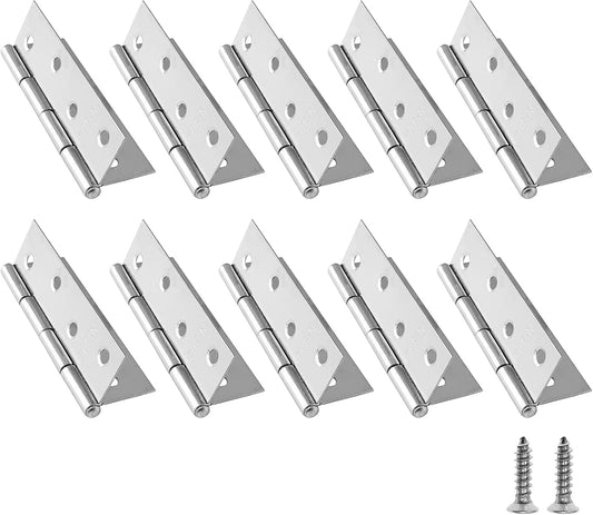 10 Pack 3.5 Inch Stainless Steel Folding Butt Hinges for Cabinets, Small Boxes, and Doors