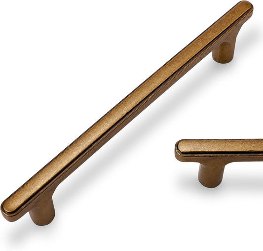 10 Pack 5 inch Antique Brass Kitchen Cabinet Handles - Vintage Drawer Pulls for Aged Gold Bronze Hardware