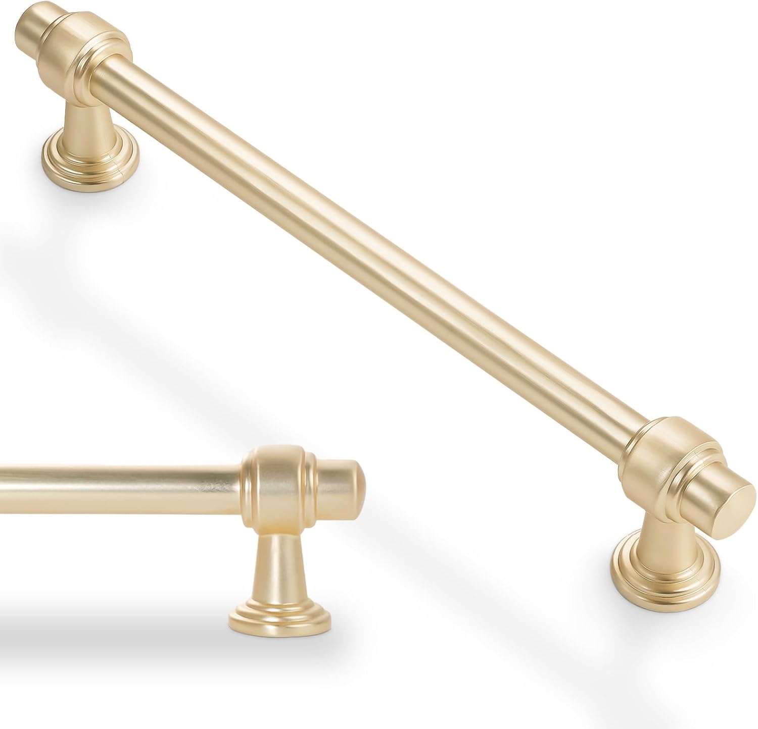 10 Pack 5 Inch Brushed Gold Kitchen Cabinet Handles - Solid Zinc Alloy Drawer Pulls