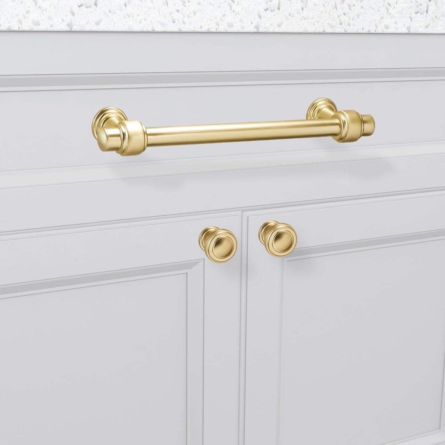 10 Pack 5 Inch Brushed Gold Kitchen Cabinet Handles - Solid Zinc Alloy Drawer Pulls