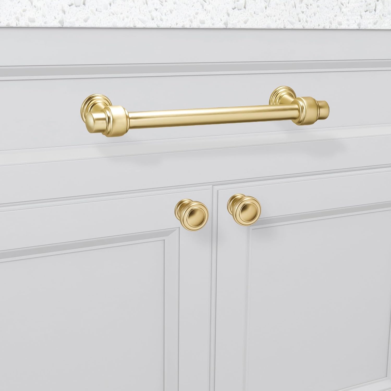 10 Pack 5 Inch Brushed Gold Kitchen Cabinet Handles - Solid Zinc Alloy Drawer Pulls