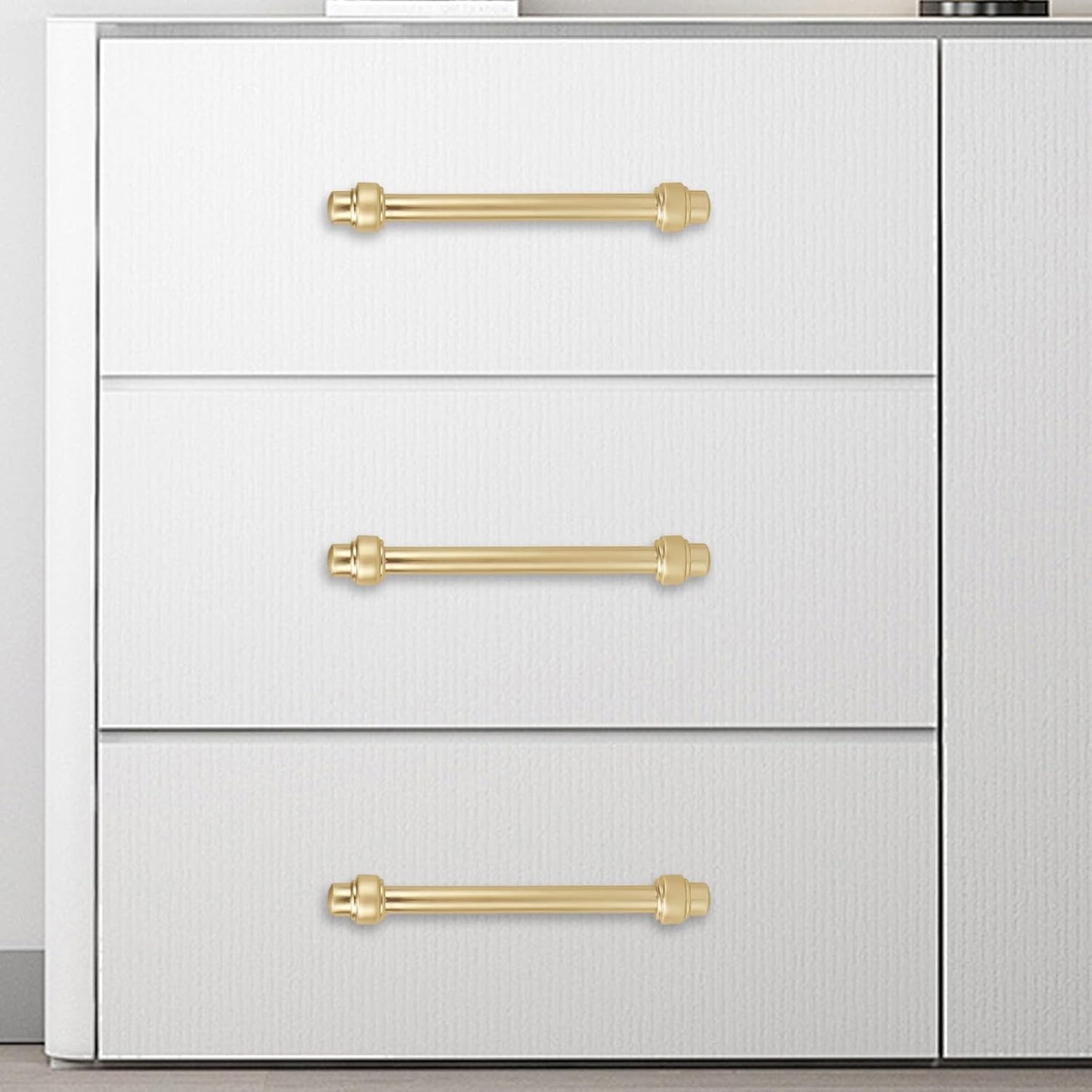 10 Pack 5 Inch Brushed Gold Kitchen Cabinet Handles - Solid Zinc Alloy Drawer Pulls