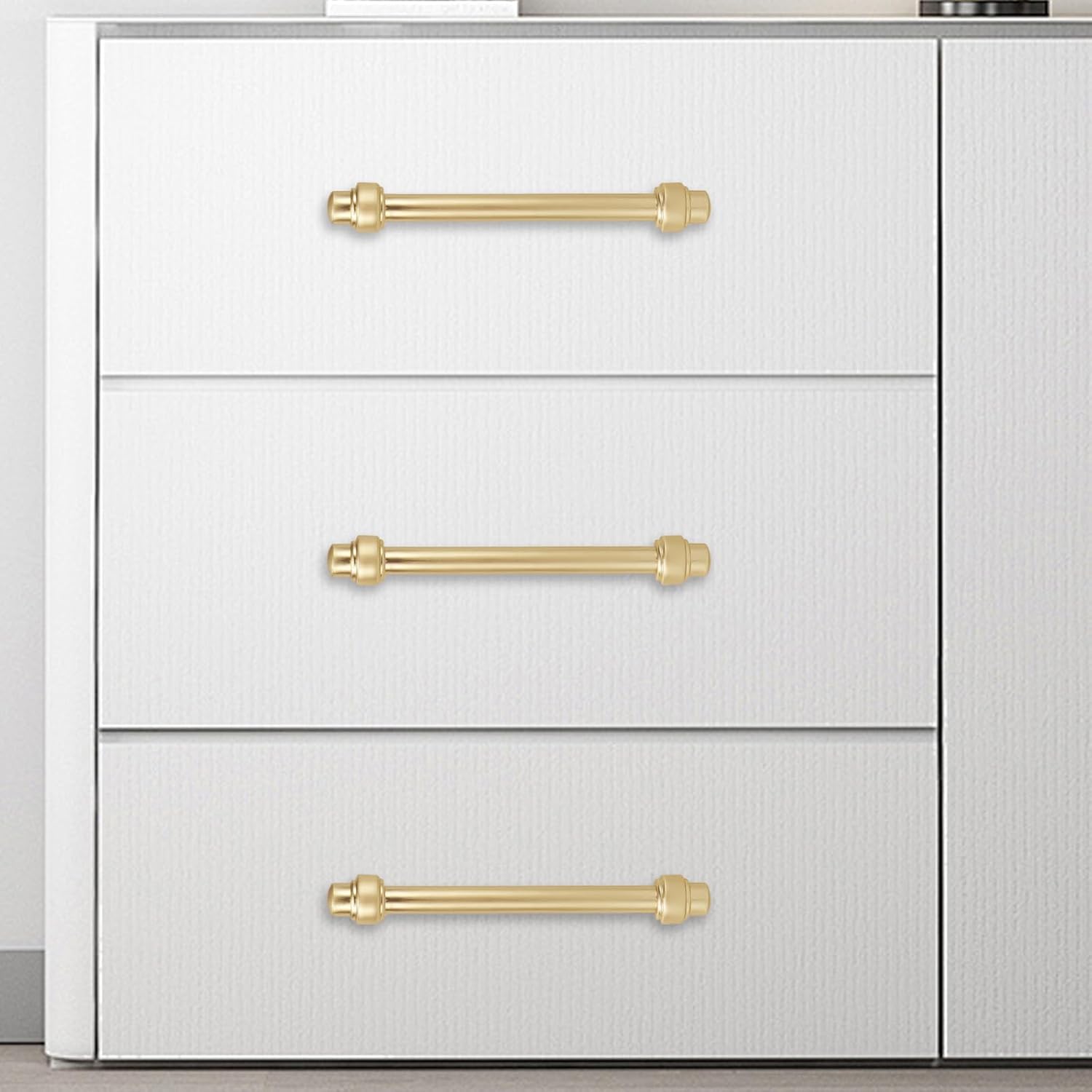 10 Pack 5 Inch Brushed Gold Kitchen Cabinet Handles - Solid Zinc Alloy Drawer Pulls