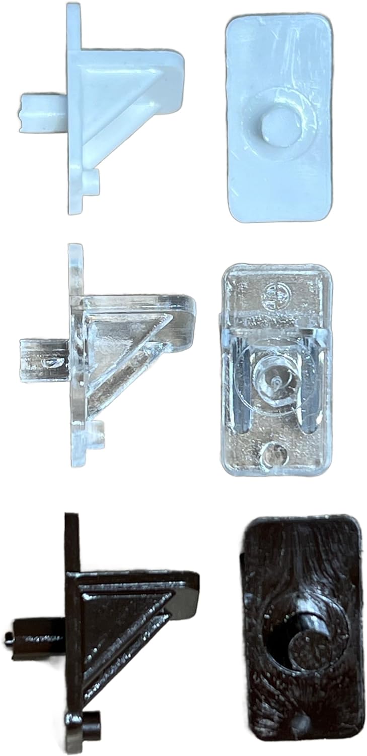 10 Pack 5mm Shelf Support Clips in White, Brown, or Clear for Kitchen/Cabinet/Furniture - E.H.C. Clear Plastic Shelf Clips