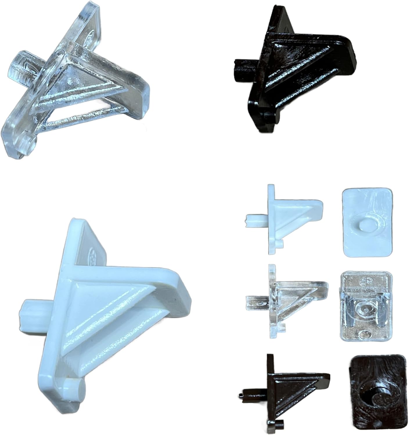 10 Pack 5mm Shelf Support Clips in White, Brown, or Clear for Kitchen/Cabinet/Furniture - E.H.C. Clear Plastic Shelf Clips
