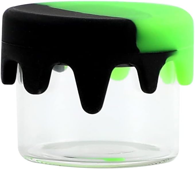 10 Pack 6ml Glass Wax Container with Lid - Non Stick Silicone Container for Wax, Oil, Lotion, Cream