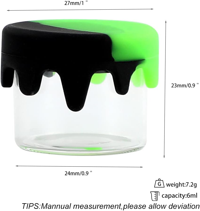 10 Pack 6ml Glass Wax Container with Lid - Non Stick Silicone Container for Wax, Oil, Lotion, Cream