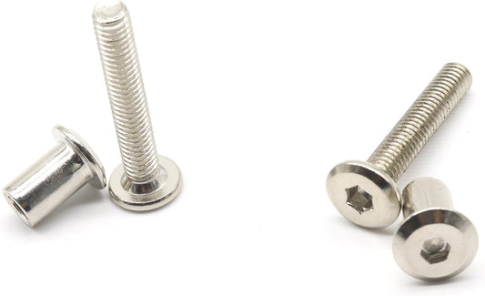 10-Pack binifiMux Furniture Rivet Bolts with Barrel Nuts - M6-1.0 x 35mm Hex Head Socket Cap Bolt
