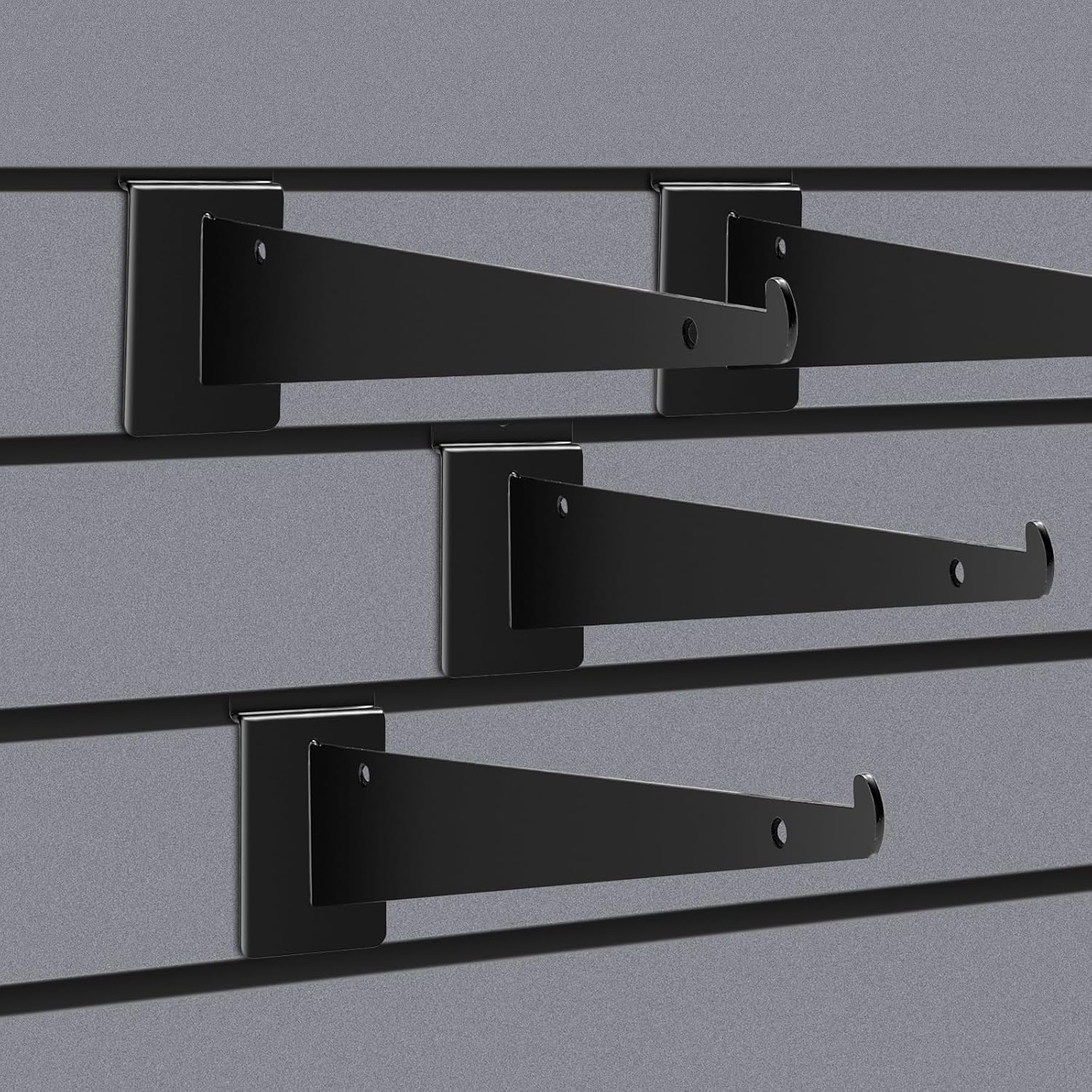 10 Pack Black Metal Slatwall Knife Shelf Brackets - 8 Inch Heavy Duty Gridwall Hooks for Home or Commercial Display