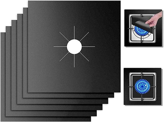 10 Pack Black Stove Burner Covers - Double Thickness, Reusable, Non-Stick, Heat-Resistant Gas Range Protectors for Kitchen - Easy to Clean