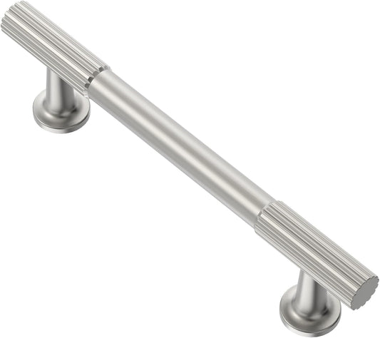10 Pack Brushed Satin Nickel Cabinet Pulls - 3-3/4 Inch Hole Centers - Kitchen Hardware for Cabinets and Drawers