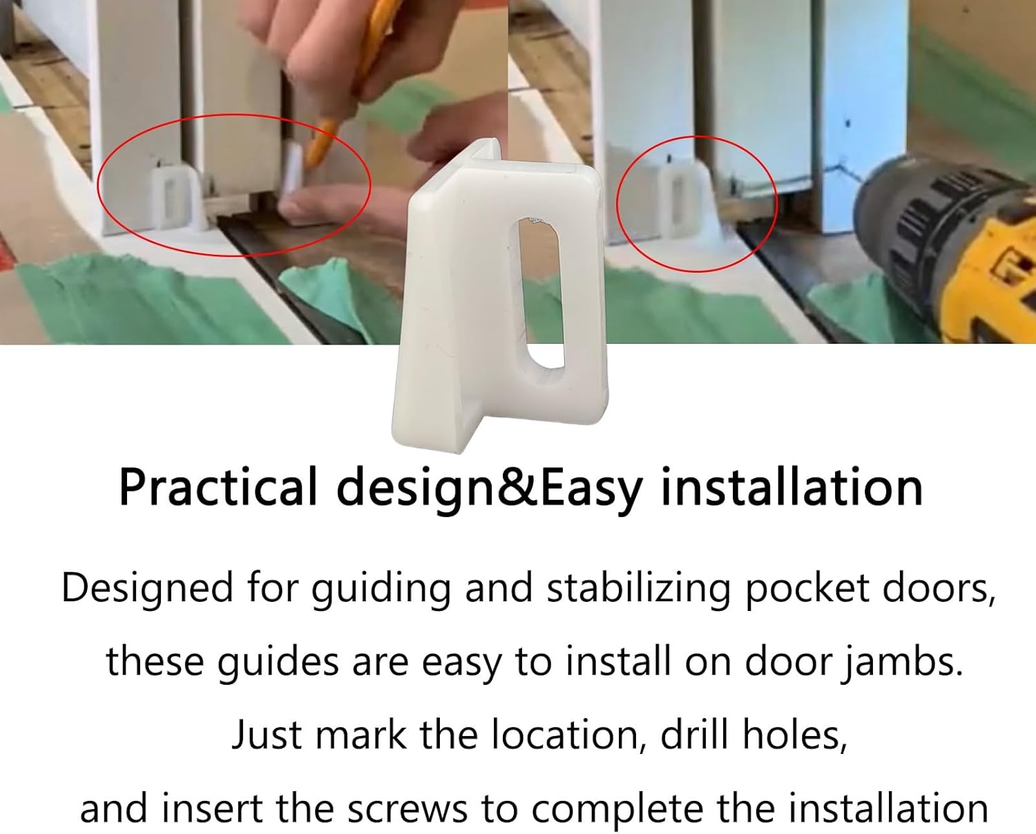 10 Pack CAMGJORT N 6950 Pocket Door Guide - Bottom Guide 1.125 Inch, Jamb Mounted