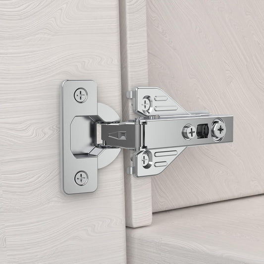10 Pack Chibery Full Overlay Soft Close Concealed Hinges with Small Door Gap - Clip-on Plate, Face Frame Door, Self Closing Hidden Satin Nickel 3D Hinge - 105° Open Angle Stainless Steel Hinges