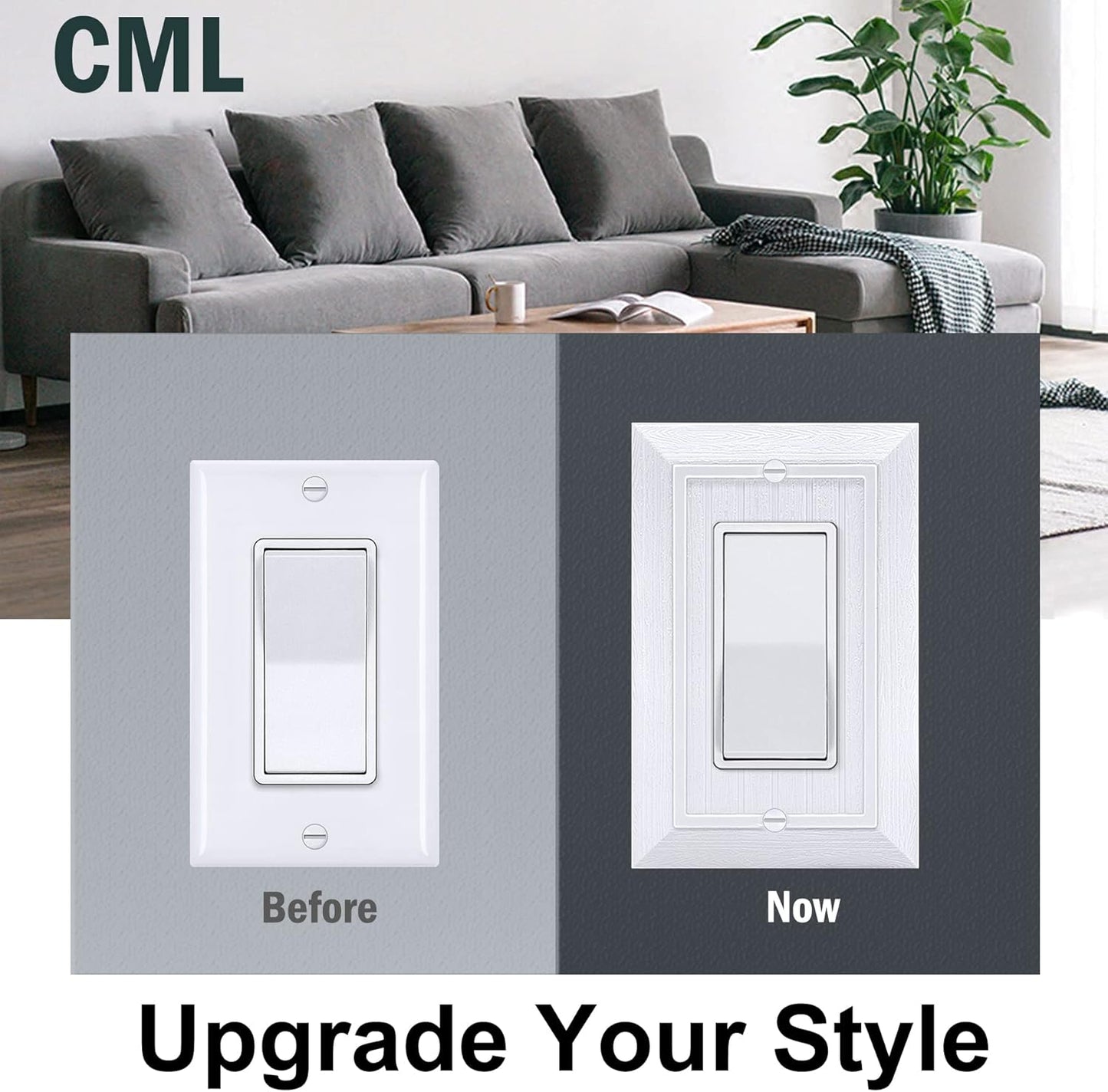 10 Pack CML Hardware CML Single Beadboard Decorator Wall Plate, 1-Gang Outlet Covers with Retro Wood Grain Design, White, Impact Resistant, Mid-Size 3.15”X 4.87”