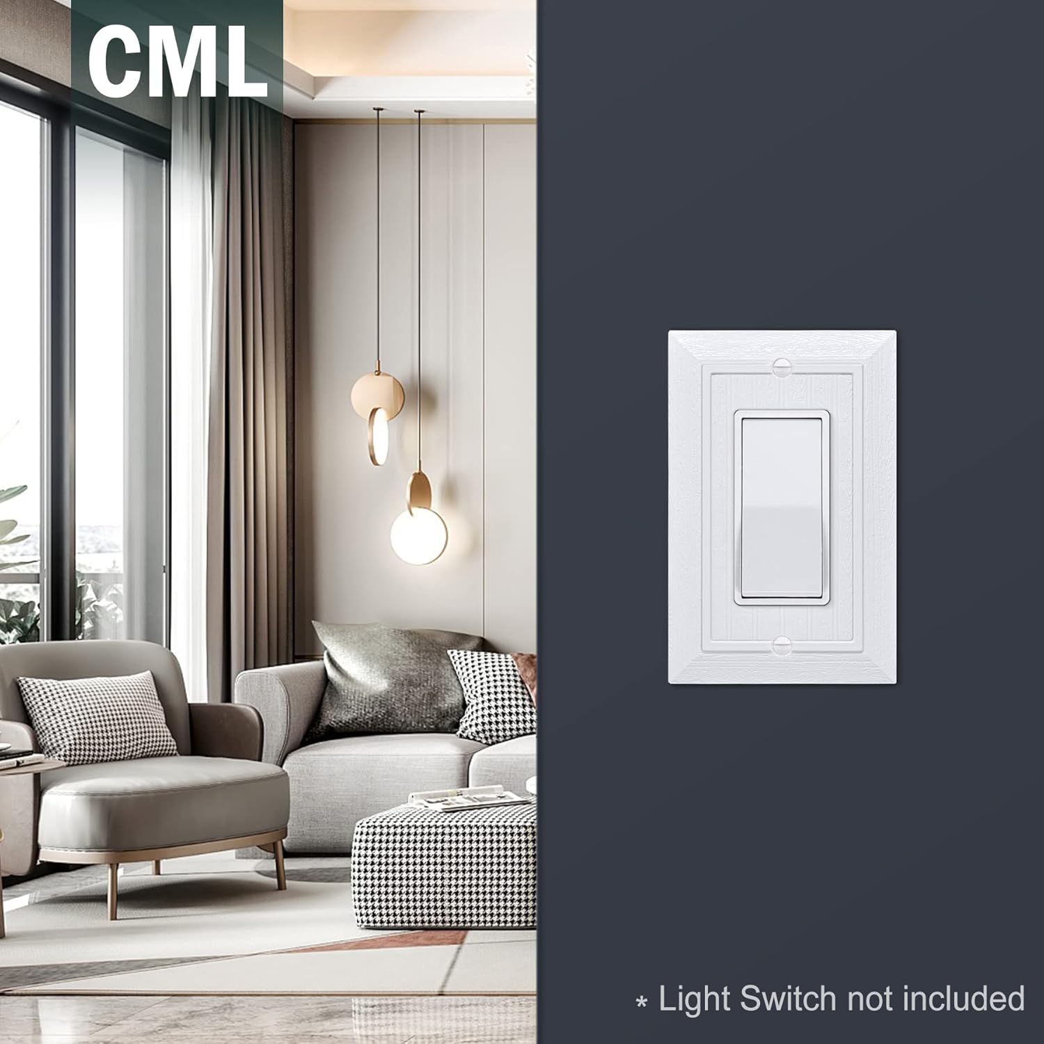 10 Pack CML Hardware CML Single Beadboard Decorator Wall Plate, 1-Gang Outlet Covers with Retro Wood Grain Design, White, Impact Resistant, Mid-Size 3.15”X 4.87”