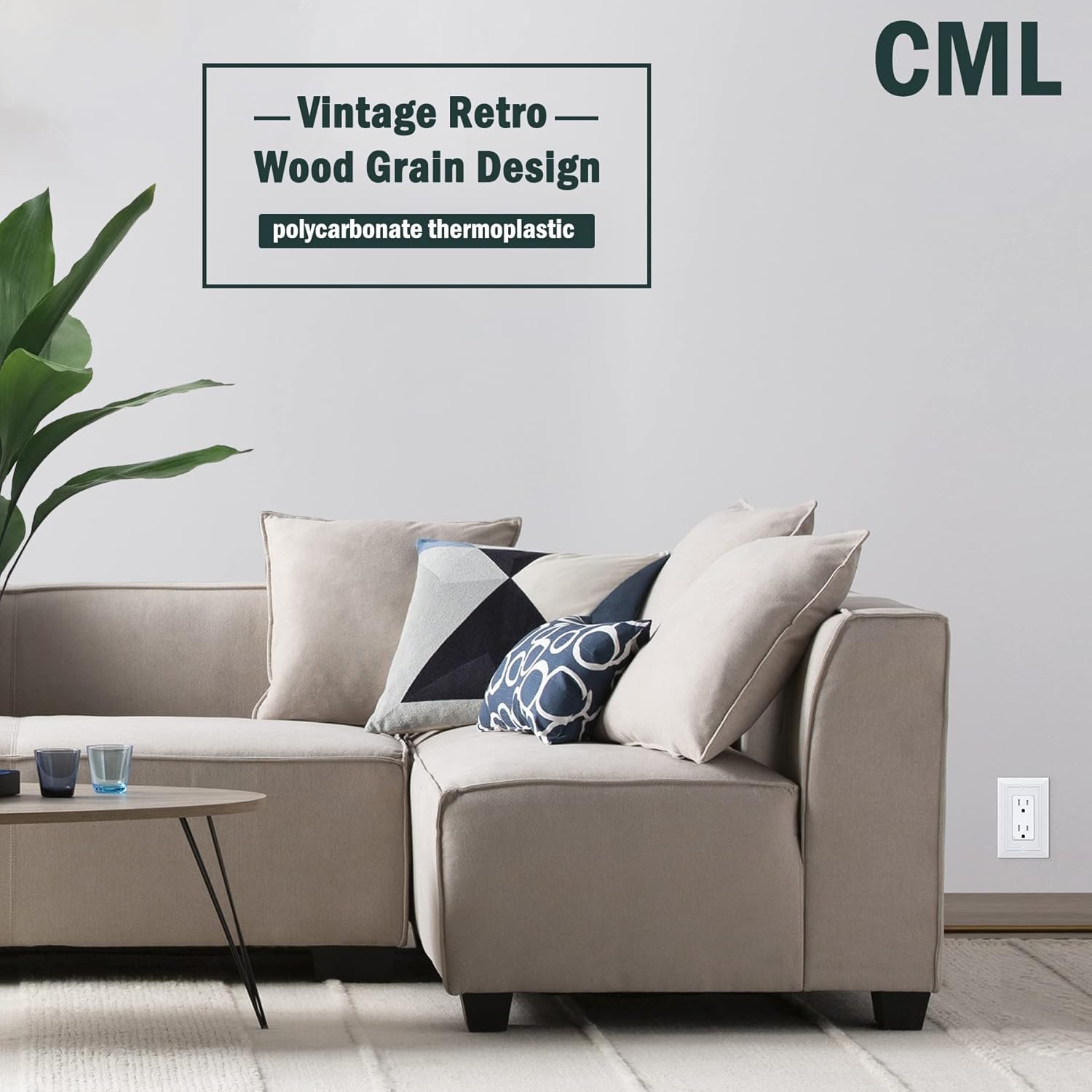 10 Pack CML Hardware CML Single Beadboard Decorator Wall Plate, 1-Gang Outlet Covers with Retro Wood Grain Design, White, Impact Resistant, Mid-Size 3.15”X 4.87”