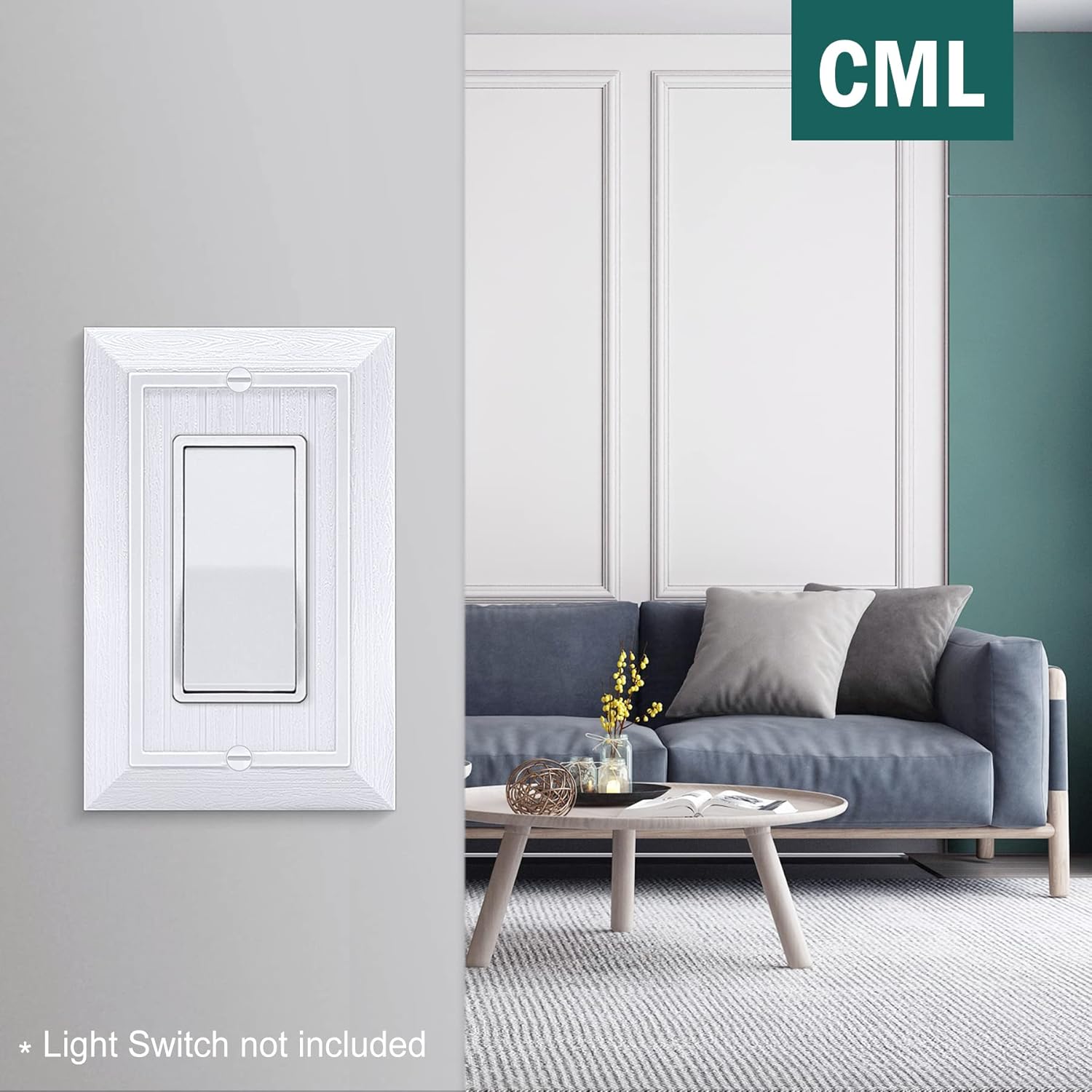 10 Pack CML Hardware CML Single Beadboard Decorator Wall Plate, 1-Gang Outlet Covers with Retro Wood Grain Design, White, Impact Resistant, Mid-Size 3.15”X 4.87”