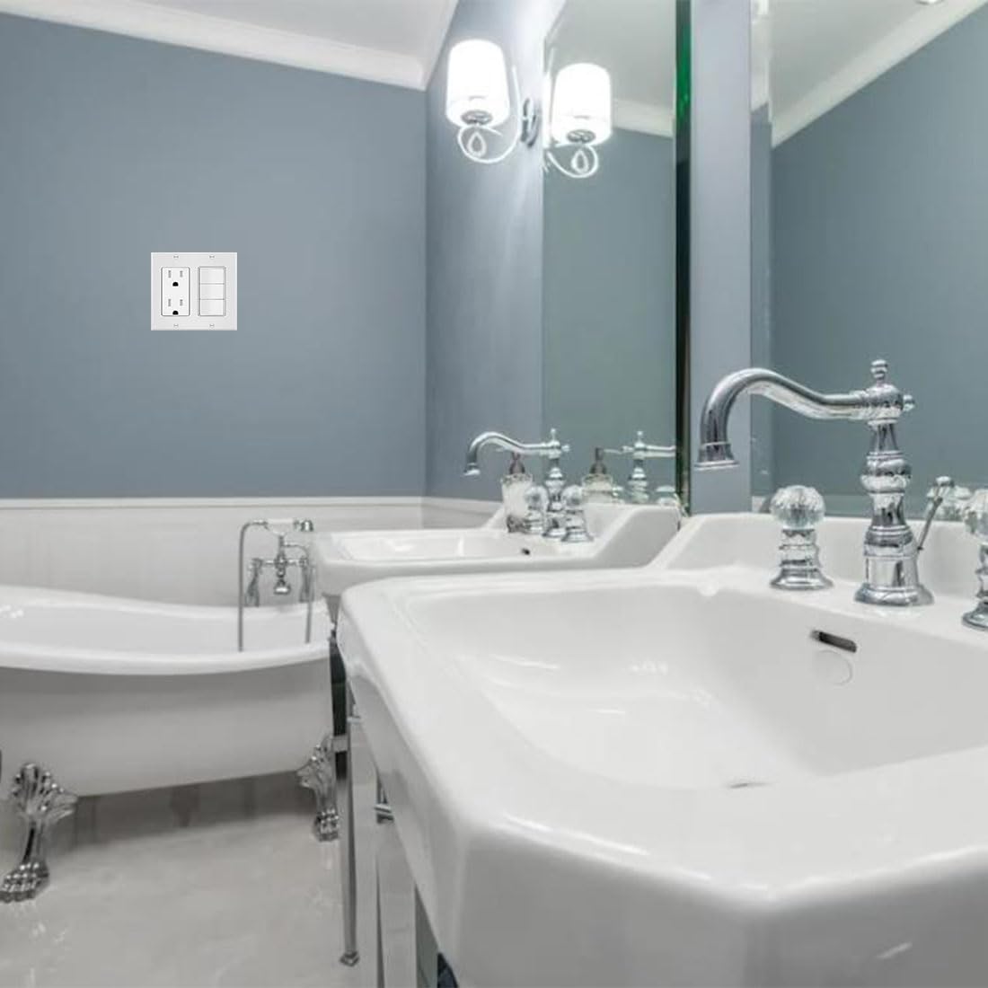 10-Pack COAPIN258 White 2-Gang Switch Outlet Wall Plate Cover for Light Switch, Smart Switch, Receptacle, Dimmers, USB Outlet, GFCI - Double Decora Electrical Faceplate