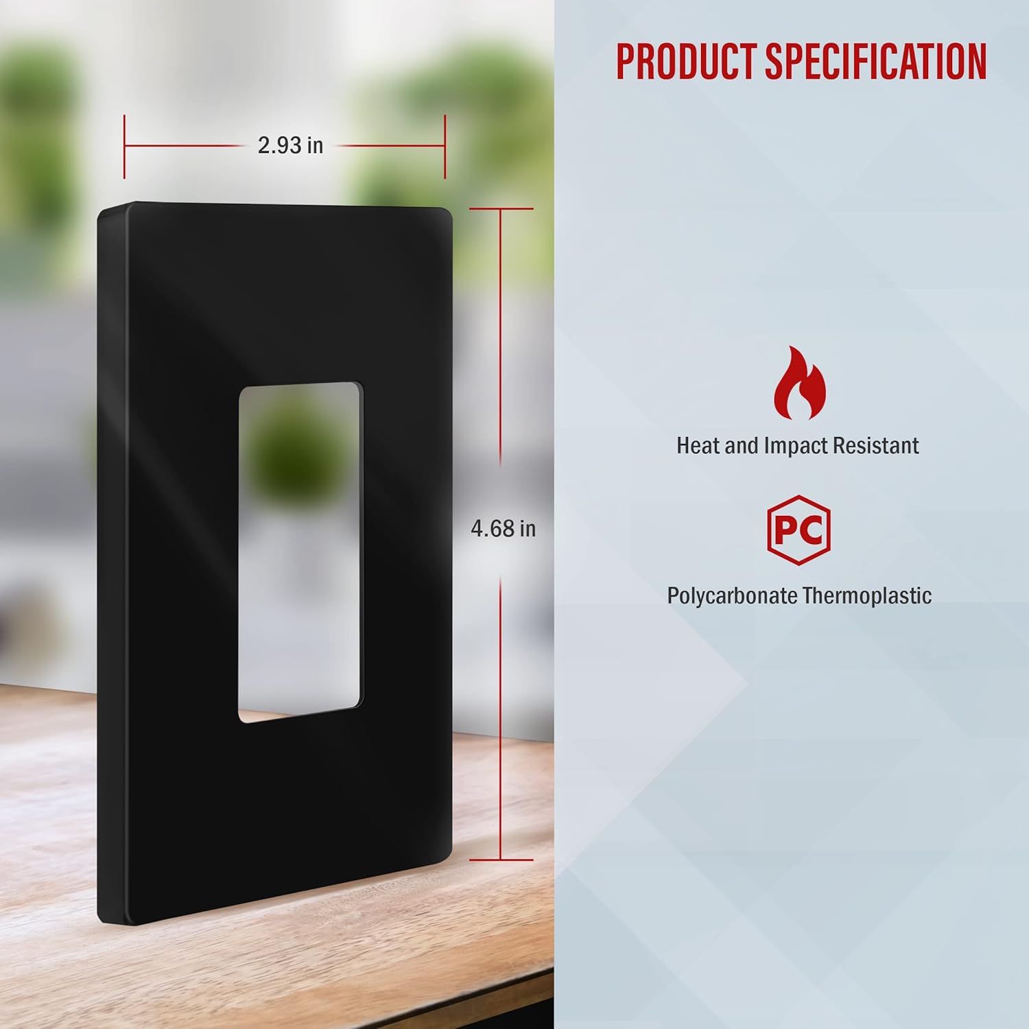 10 Pack ENERLITES Screwless Decorator Wall Plate Outlet Cover, Child Safe, Glossy Black, 1-Gang 4.68" H x 2.93" L, Unbreakable Polycarbonate Thermoplastic