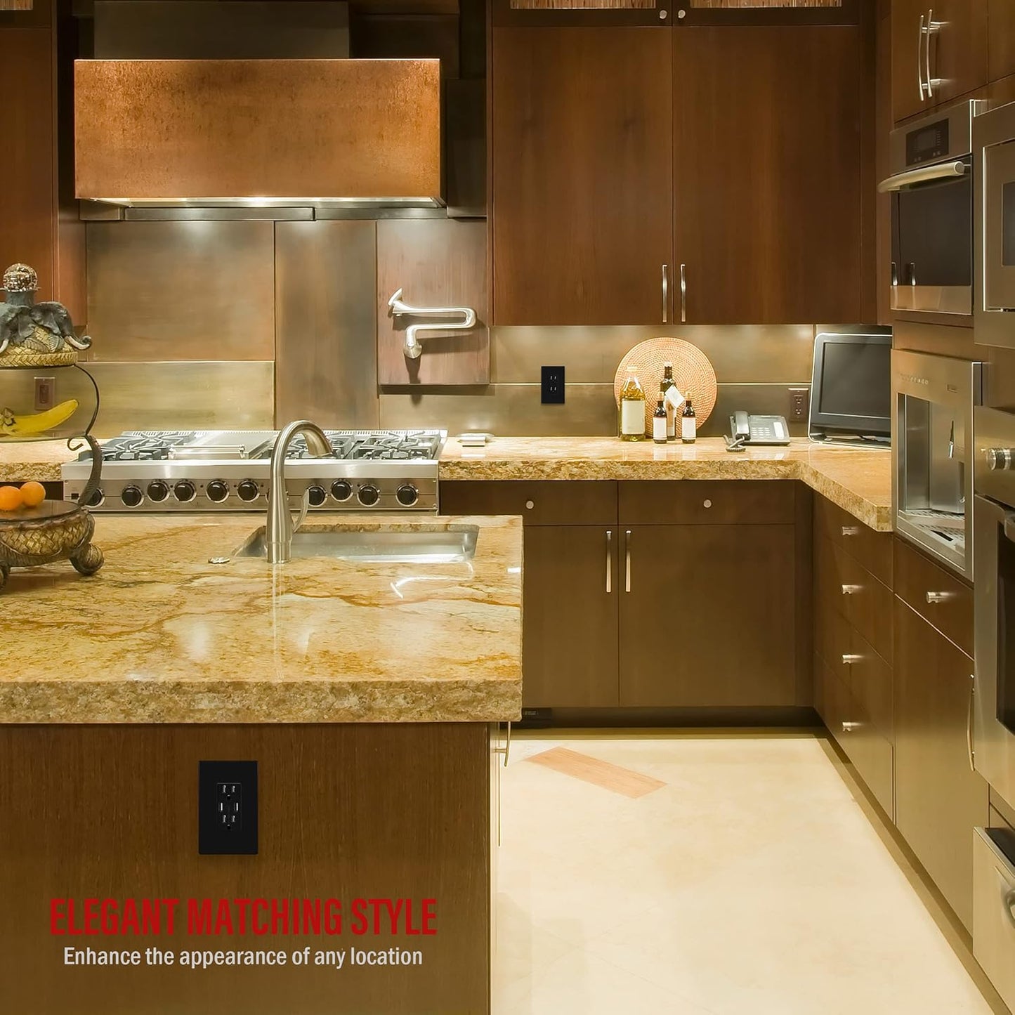 10 Pack ENERLITES Screwless Decorator Wall Plate Outlet Cover, Child Safe, Glossy Black, 1-Gang 4.68" H x 2.93" L, Unbreakable Polycarbonate Thermoplastic