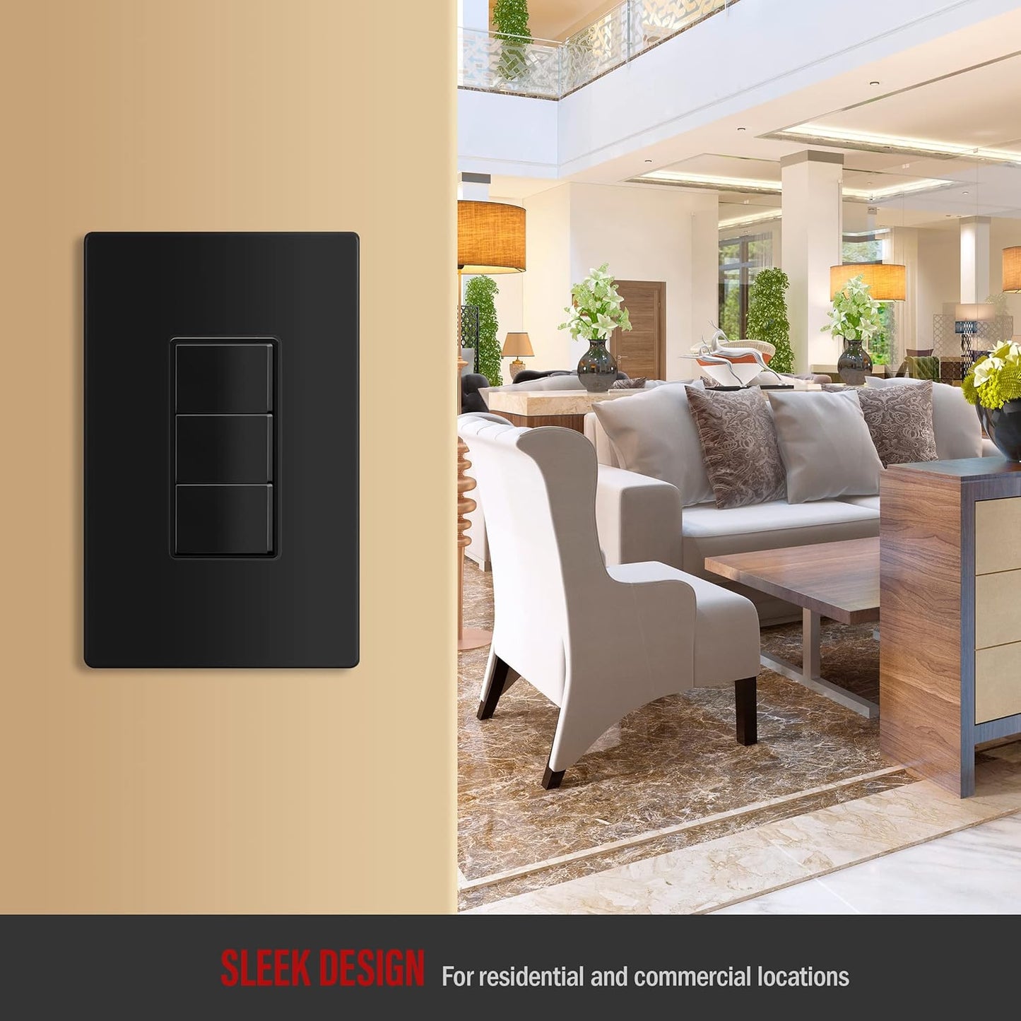 10 Pack ENERLITES Screwless Decorator Wall Plate Outlet Cover, Child Safe, Glossy Black, 1-Gang 4.68" H x 2.93" L, Unbreakable Polycarbonate Thermoplastic