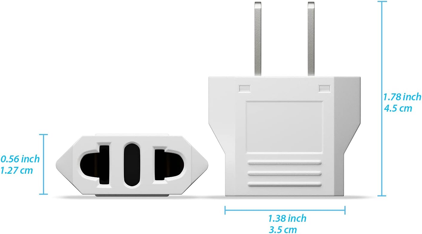 10-Pack European to American Plug Adapters, Type A Outlet, EU to US Wall Plug Converter, White - Compatible with Canada and Mexico