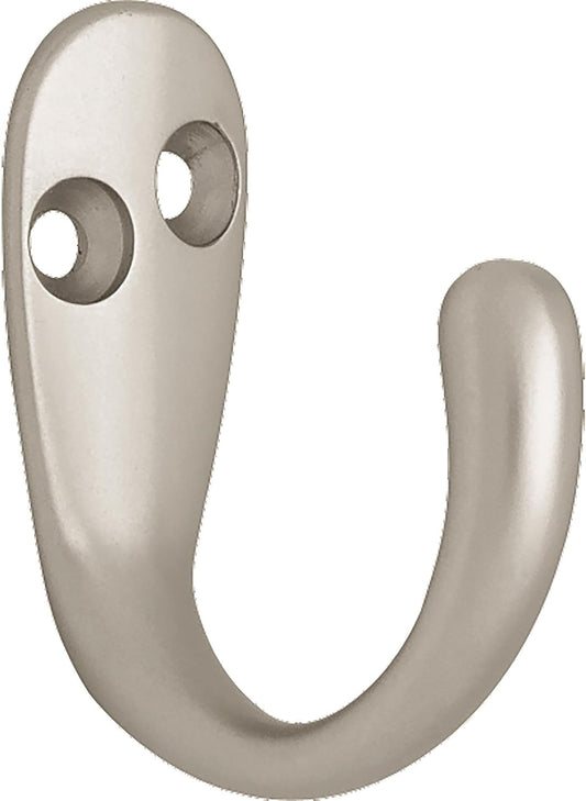 10-Pack Franklin Brass Single Wall Hooks - 1-Prong Nickel Coat/Hat Hangers for Hanging Clothes, Bags, Towels - Decorative Organizer Hooks