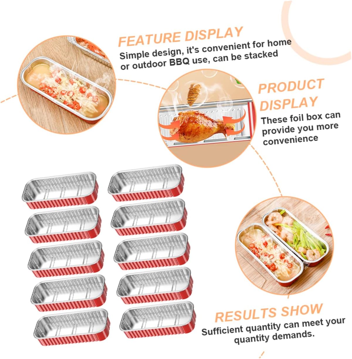 10-Pack Garneck Aluminum Foil Baking Bowls, Lasagna Pans, Mini Loaf Pans, Quiche Pan, Square Pans, Catering Trays - Red