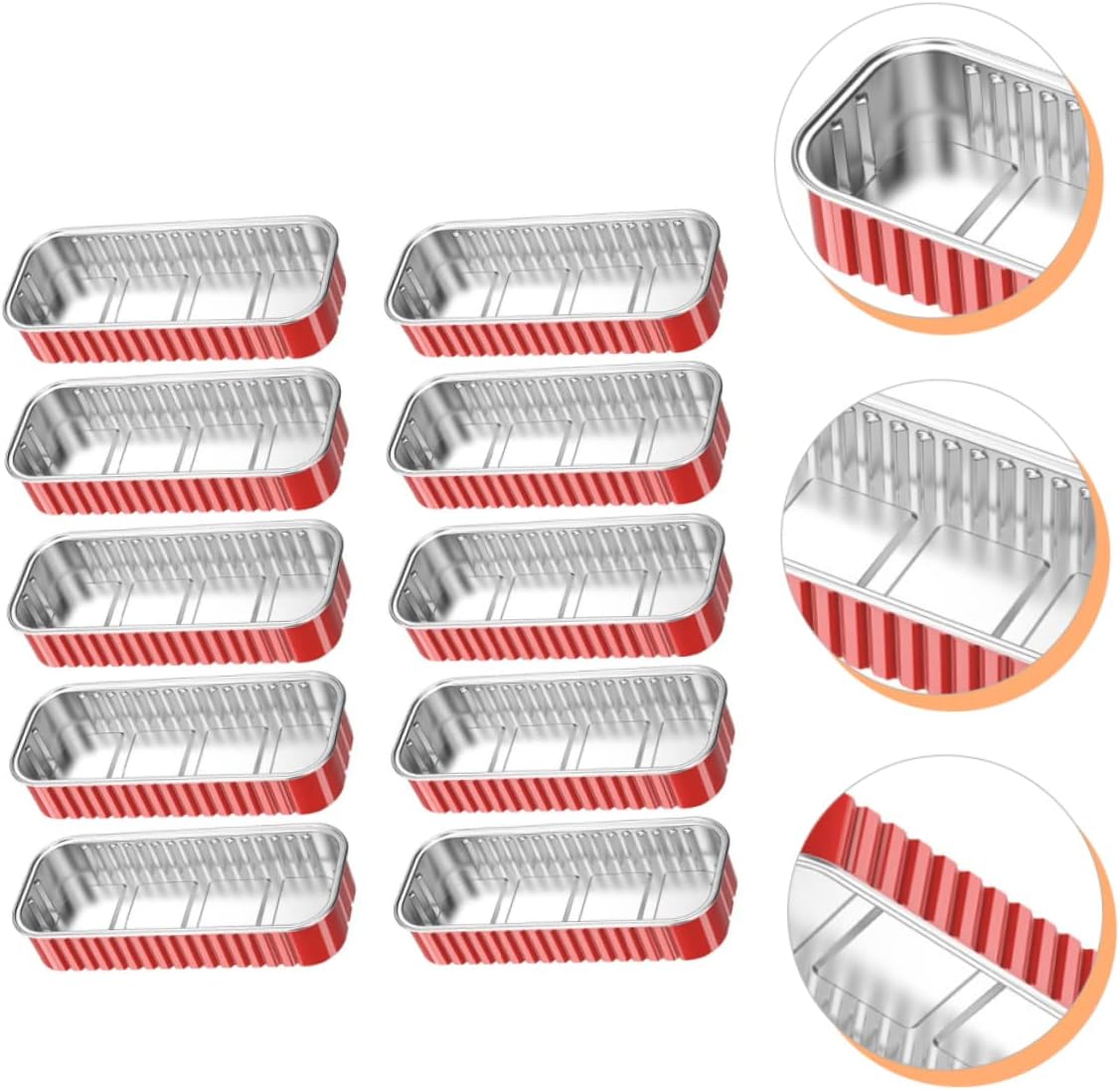 10-Pack Garneck Aluminum Foil Baking Bowls, Lasagna Pans, Mini Loaf Pans, Quiche Pan, Square Pans, Catering Trays - Red
