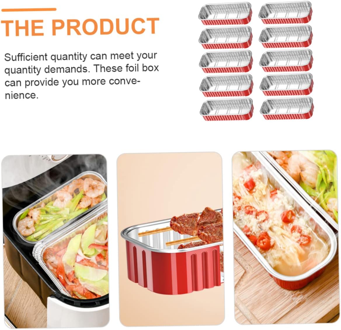 10-Pack Garneck Aluminum Foil Baking Bowls, Lasagna Pans, Mini Loaf Pans, Quiche Pan, Square Pans, Catering Trays - Red