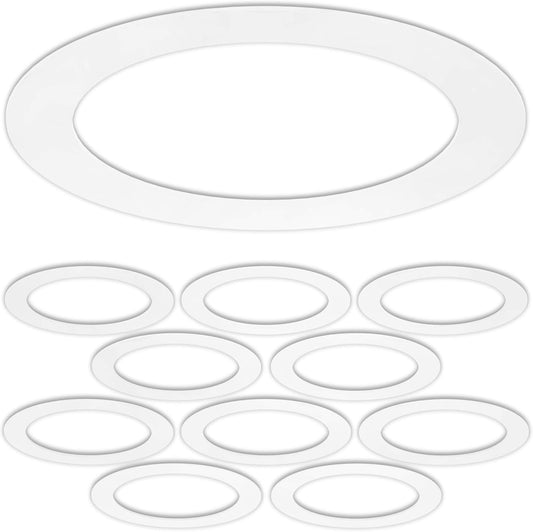 10 Pack Gloss White Goof Trim Ring for 8" Recessed Can Lighting - Outer Diameter 8.6" - Inner Diameter 6.2