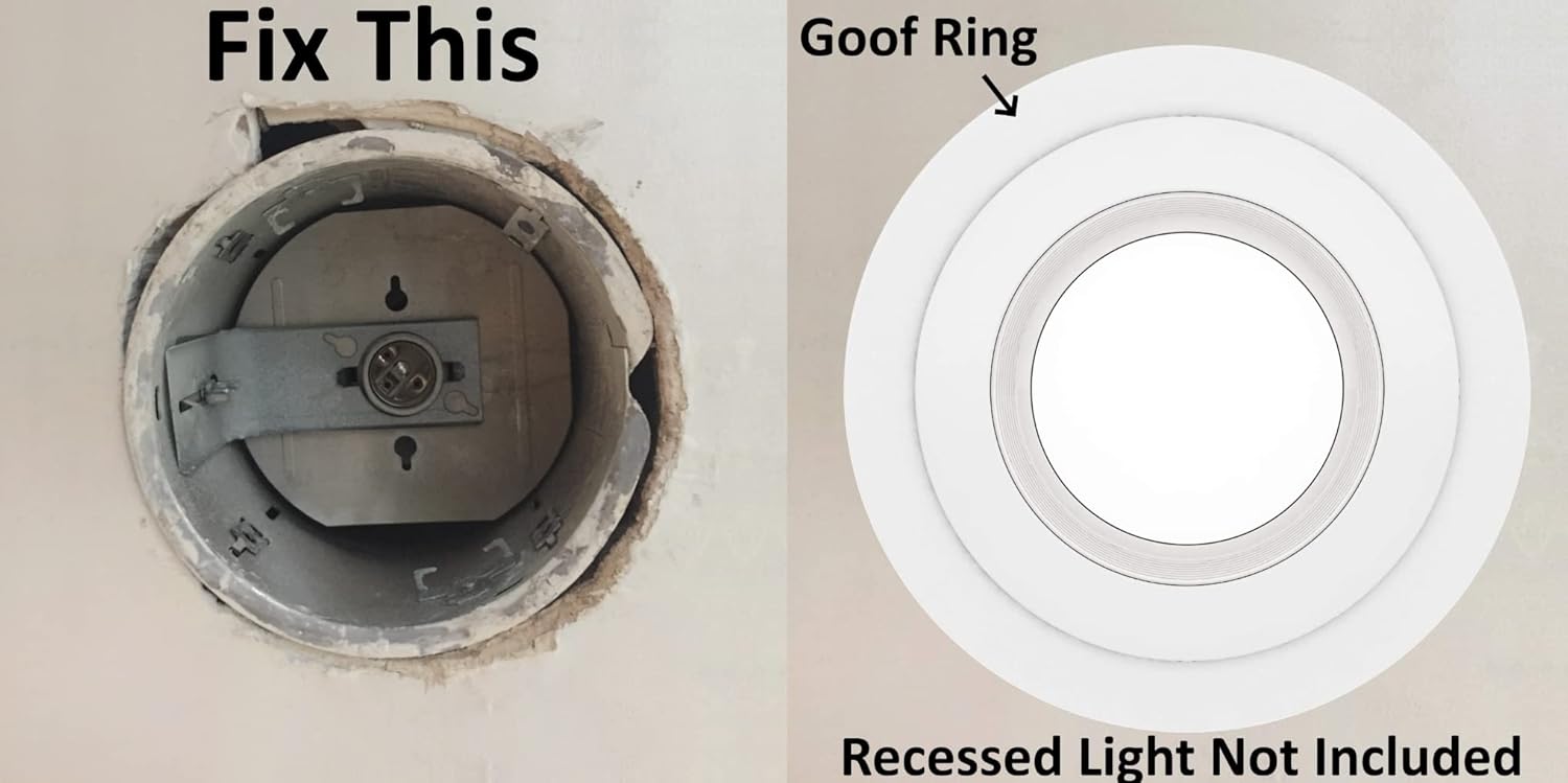 10 Pack Gloss White Goof Trim Ring for 8" Recessed Can Lighting - Outer Diameter 8.6" - Inner Diameter 6.2