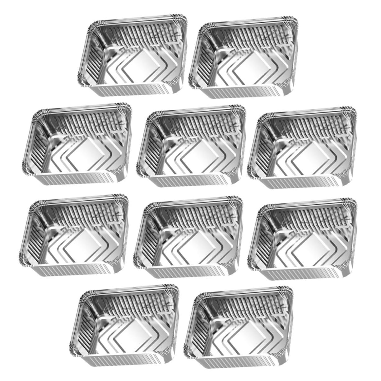 10-Pack Heavy Duty Disposable Foil Food Pans for Air Fryer & BBQ - Silver Roasting Trays for Grilling & Baking