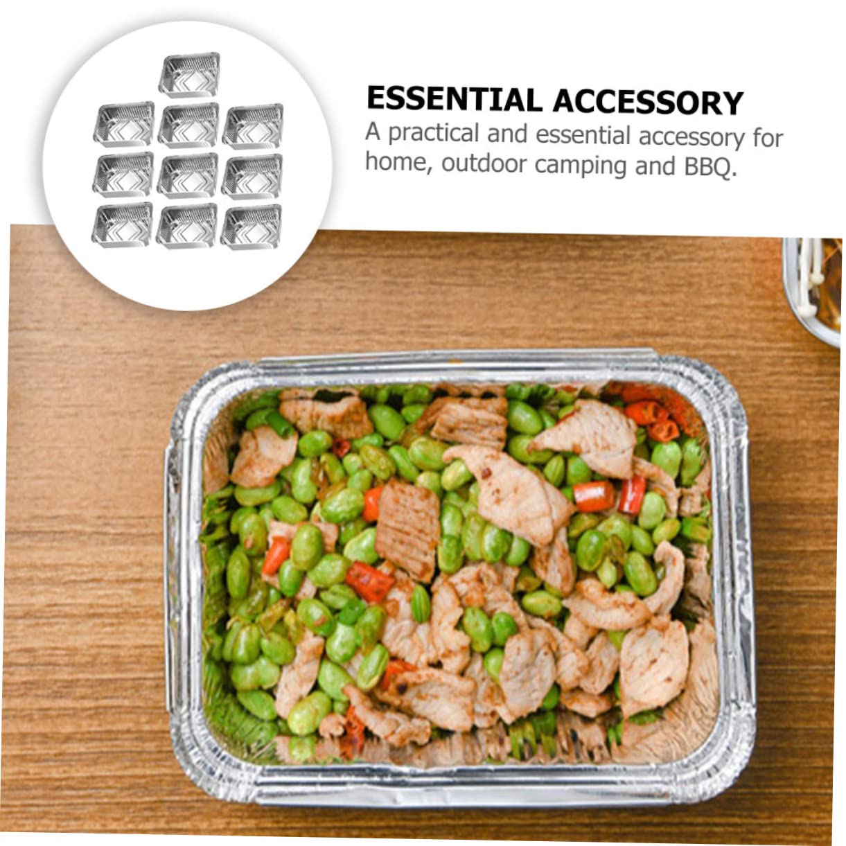 10-Pack Heavy Duty Disposable Foil Food Pans for Air Fryer & BBQ - Silver Roasting Trays for Grilling & Baking