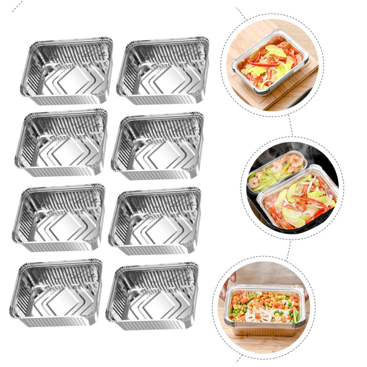 10-Pack Heavy Duty Disposable Foil Food Pans for Air Fryer & BBQ - Silver Roasting Trays for Grilling & Baking