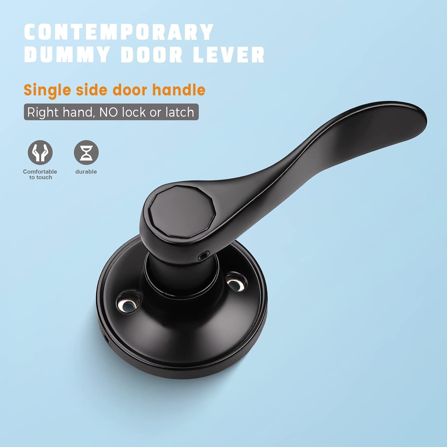 10 Pack KNOBWELL Matte Black Single Sided Dummy Door Levers - Classic Wave Style Closet Knobs, Right Hand
