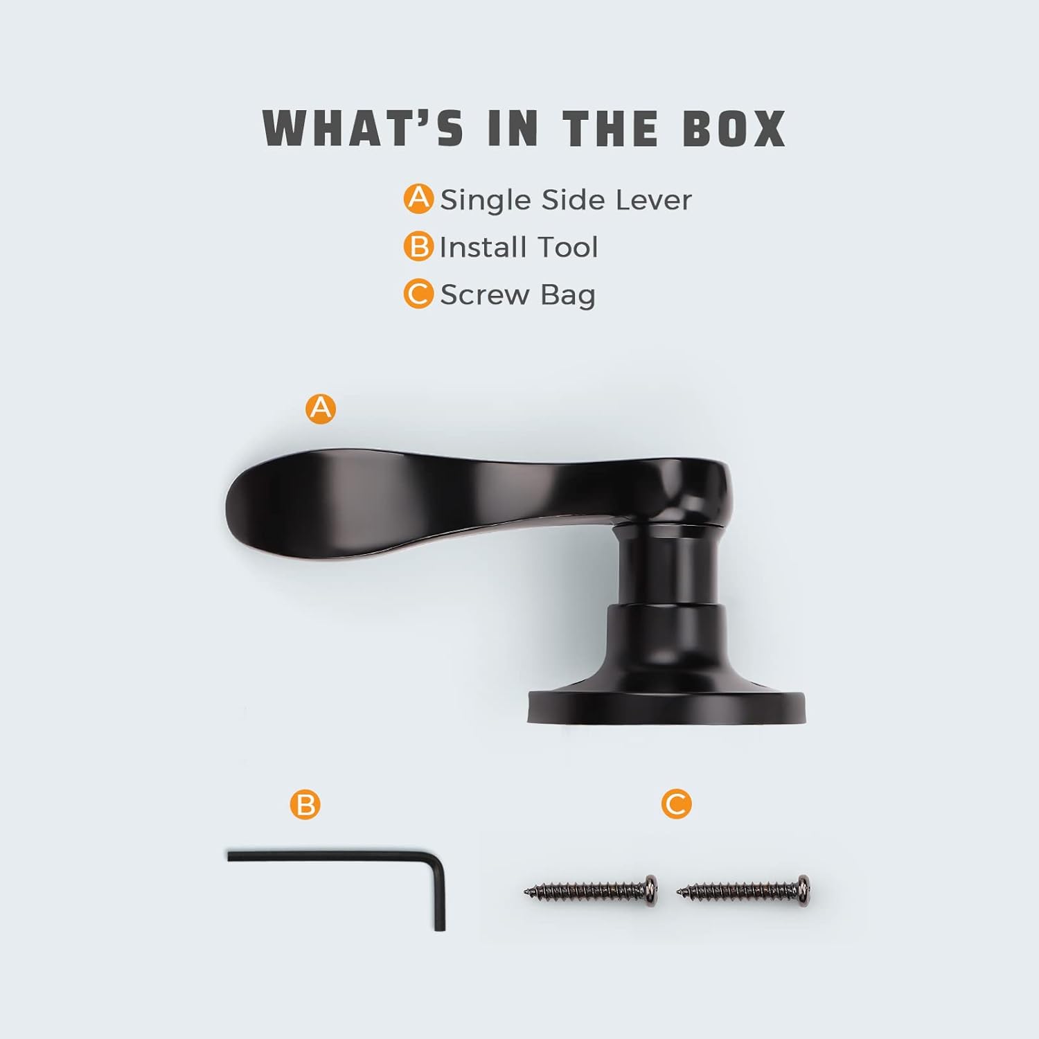 10 Pack KNOBWELL Matte Black Single Sided Dummy Door Levers - Classic Wave Style Closet Knobs, Right Hand