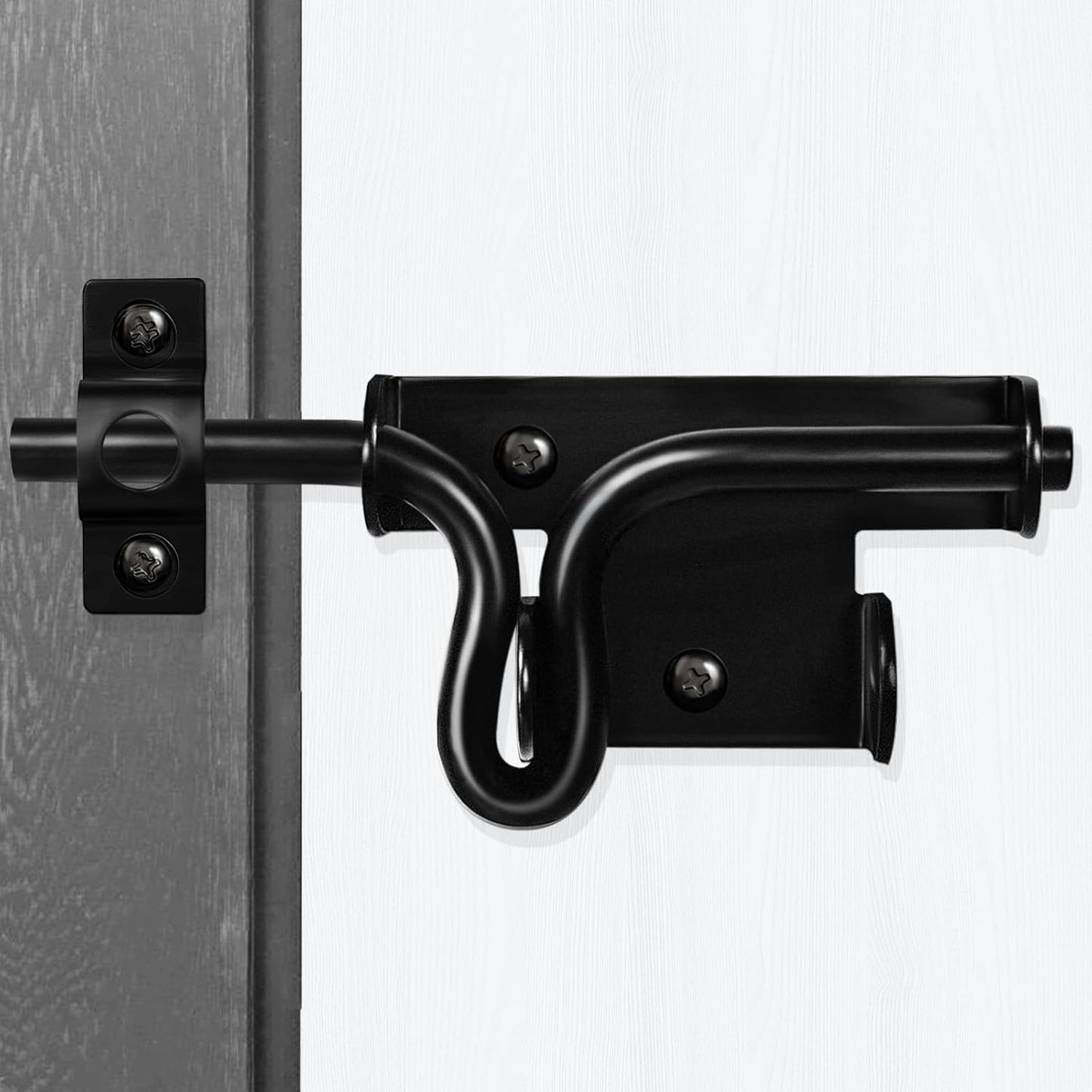 10 Pack LAJIAOZ Black Heavy Duty Slide Bolt Gate Latch with Padlock Hole - Strong Sliding Bolt Locks for Shed, Wooden Fences, Barn Doors, Yard, Outdoor Latch