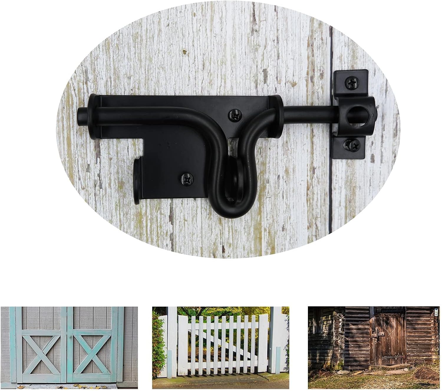 10 Pack LAJIAOZ Black Heavy Duty Slide Bolt Gate Latch with Padlock Hole - Strong Sliding Bolt Locks for Shed, Wooden Fences, Barn Doors, Yard, Outdoor Latch