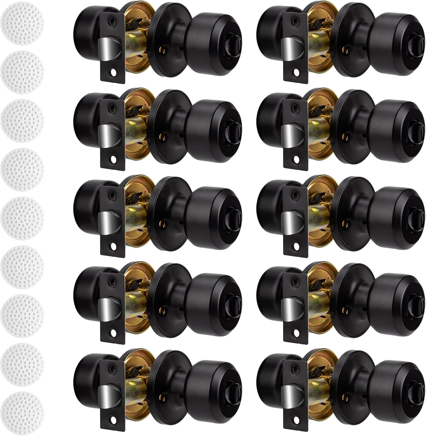 10 Pack Matte Black Door Knobs Privacy Interior Lock Set for Bedroom and Bathroom - Keyless Doorknob Handle with Hardware and Instructions - WildKart