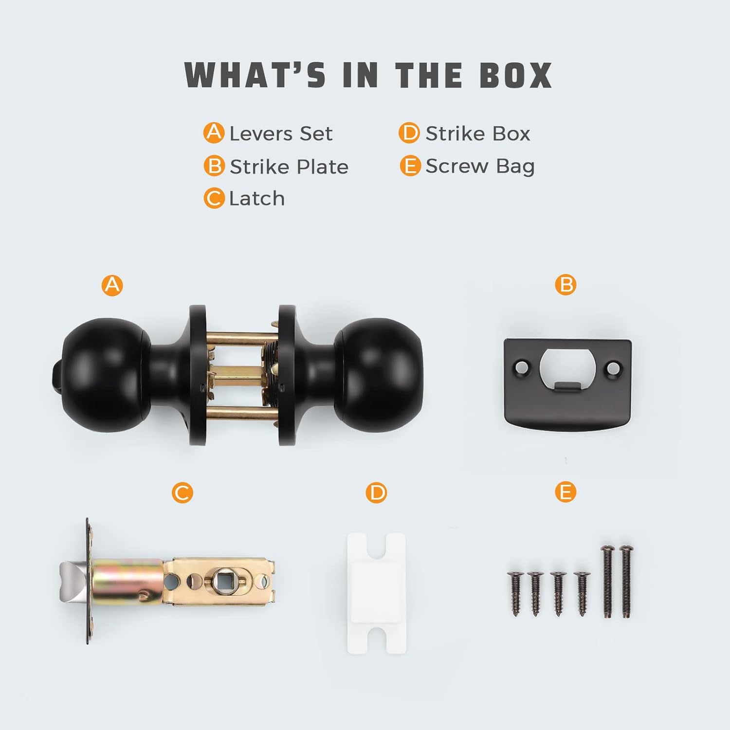 10 Pack Matte Black Privacy Door Knobs for Bed and Bath, Interior Locking Door Knob Set by KNOBWELL