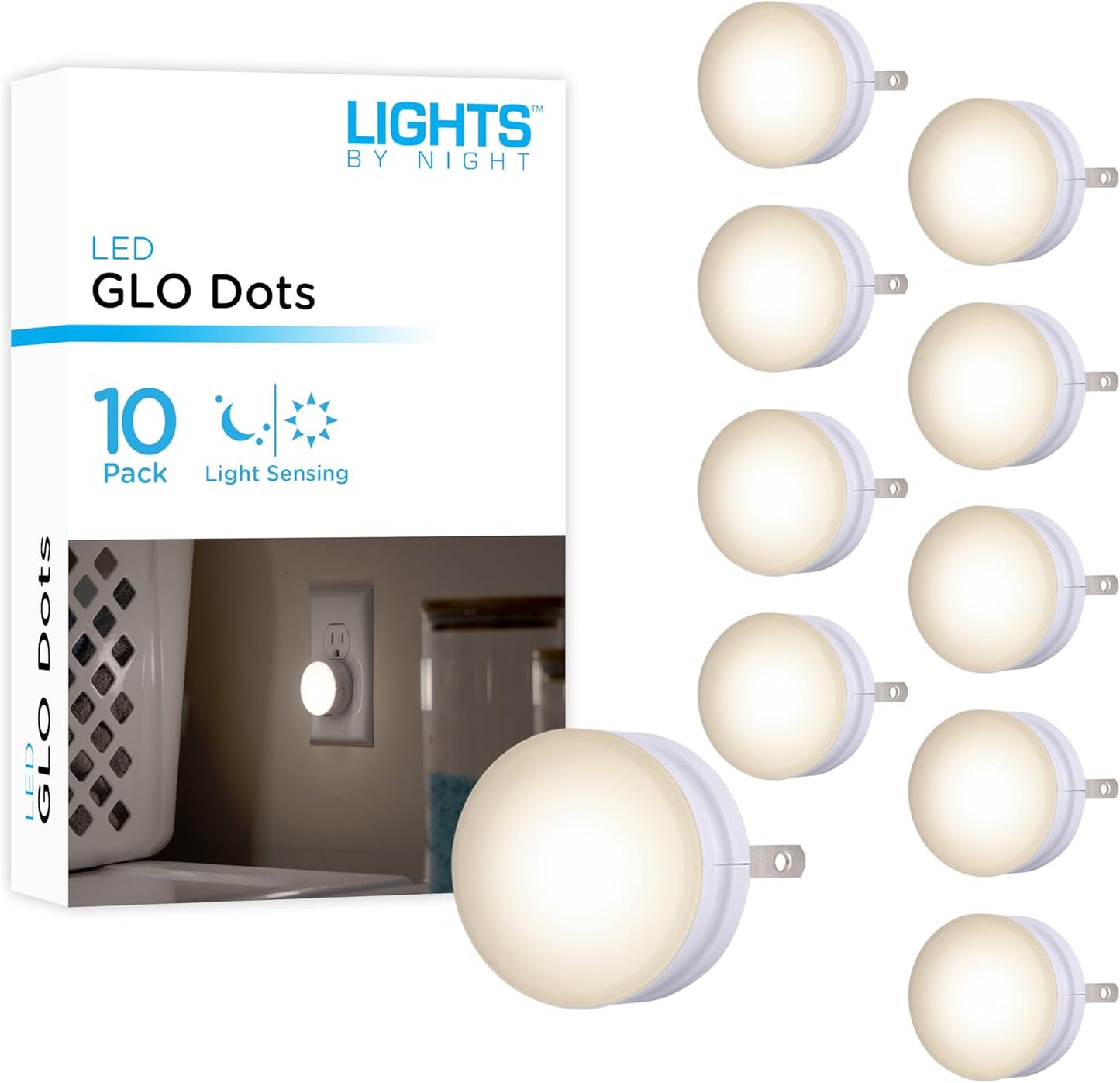 10 Pack Mini LED Night Lights with Dusk to Dawn Sensor for Bedroom, Bathroom, Nursery, Hallway, Kitchen - Warm White Ambient Lighting - Compact Plug-In Lights by Night