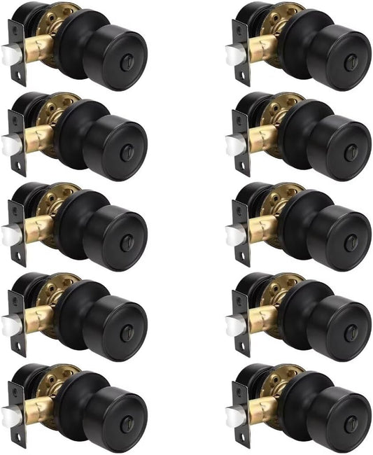 10 Pack NIZADO Privacy Interior Black Door Knob with Lock for Bedroom and Bathroom, Modern Matte Black Handles